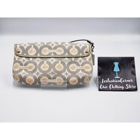 Coach Women's Gray Kristin Op Art Signature Ikat Wristlet Clutch Bag  356 - Picture 3 of 13